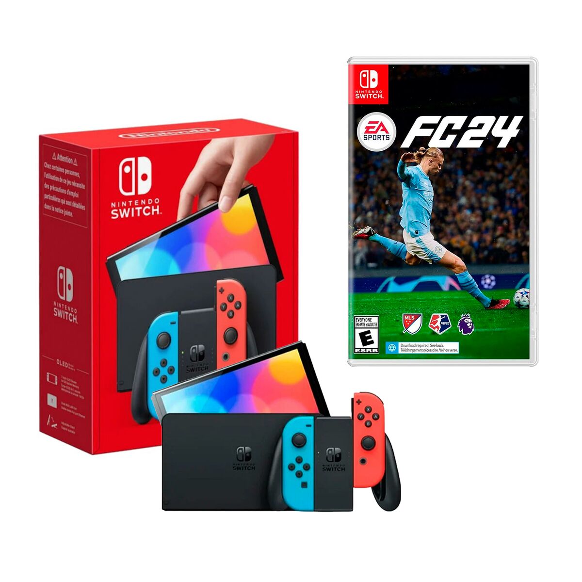 Nintendo Switch Console OLED - Neon Blue/Neon Red + EA SPORTS FC™ 24