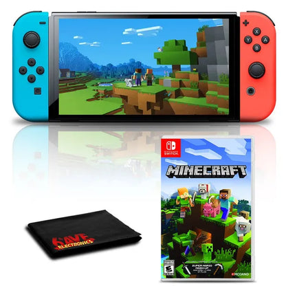 Nintendo Switch Console OLED - Neon Blue/Neon Red + MINECRAFT