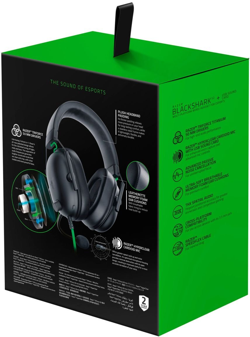 Razer BlackShark V2 X - Esports Wired Gaming Headset - Black