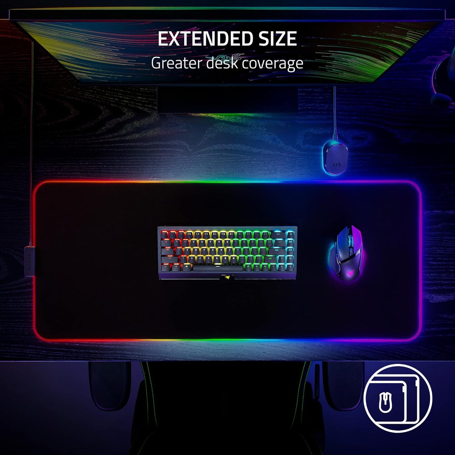 Razer Strider Chroma Hybrid Gaming Mouse Mat Chroma RGB - Black