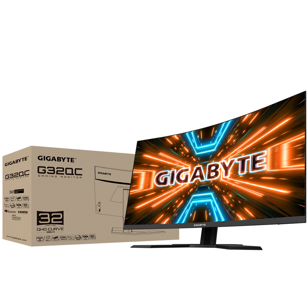 GIGABYTE G32QC A-EK 31.5-Inch Curved QHD 165Hz Gaming Monitor