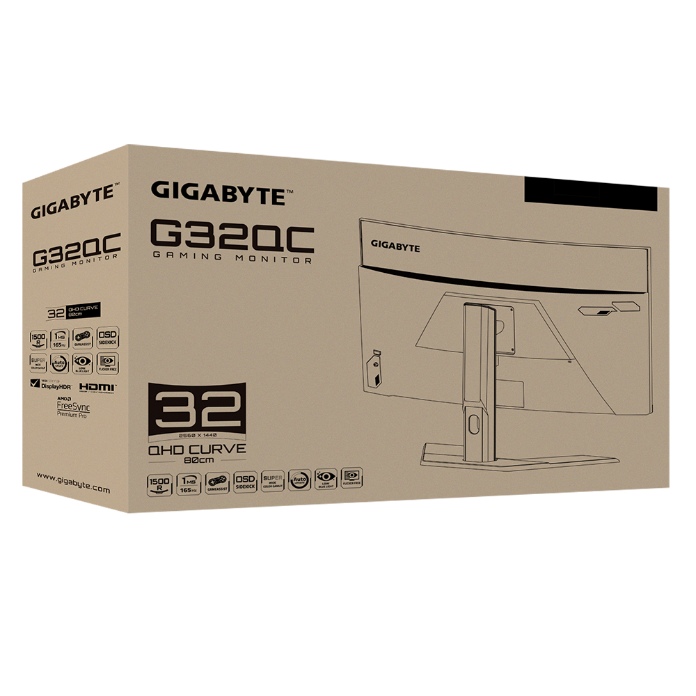 GIGABYTE G32QC A-EK 31.5-Inch Curved QHD 165Hz Gaming Monitor