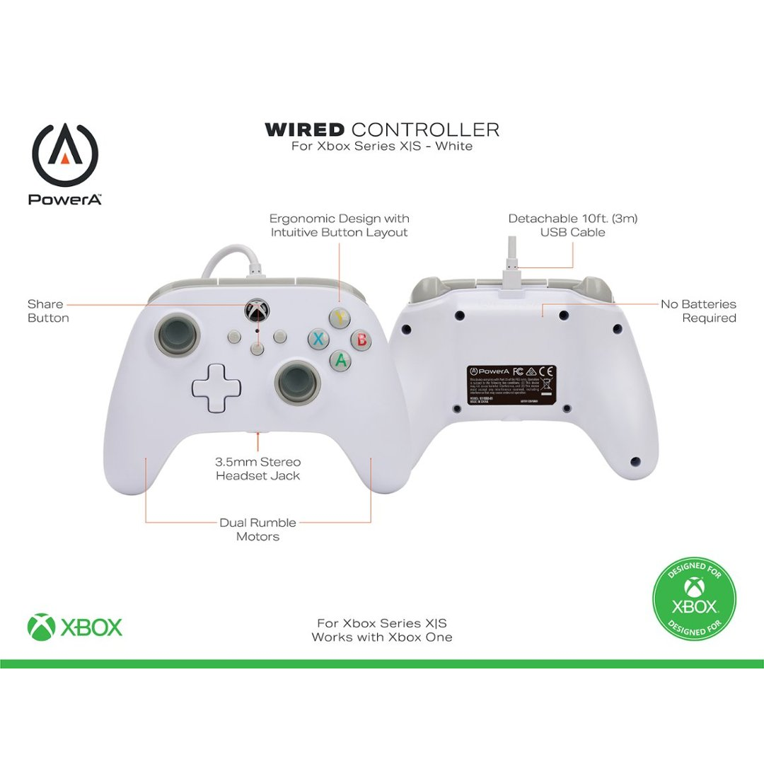 PowerA Enhanced Wired Controller - White (PC, Xbox One, Xbox Series X / S)