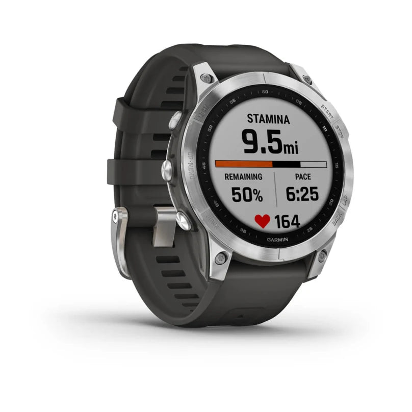 Garmin fēnix 7 Smartwatch Standard Edition - Silver with Graphite Band (GPS, 10 ATM, Heart Rate, SpO₂)