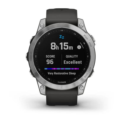 Garmin fēnix 7 Smartwatch Standard Edition - Silver with Graphite Band (GPS, 10 ATM, Heart Rate, SpO₂)